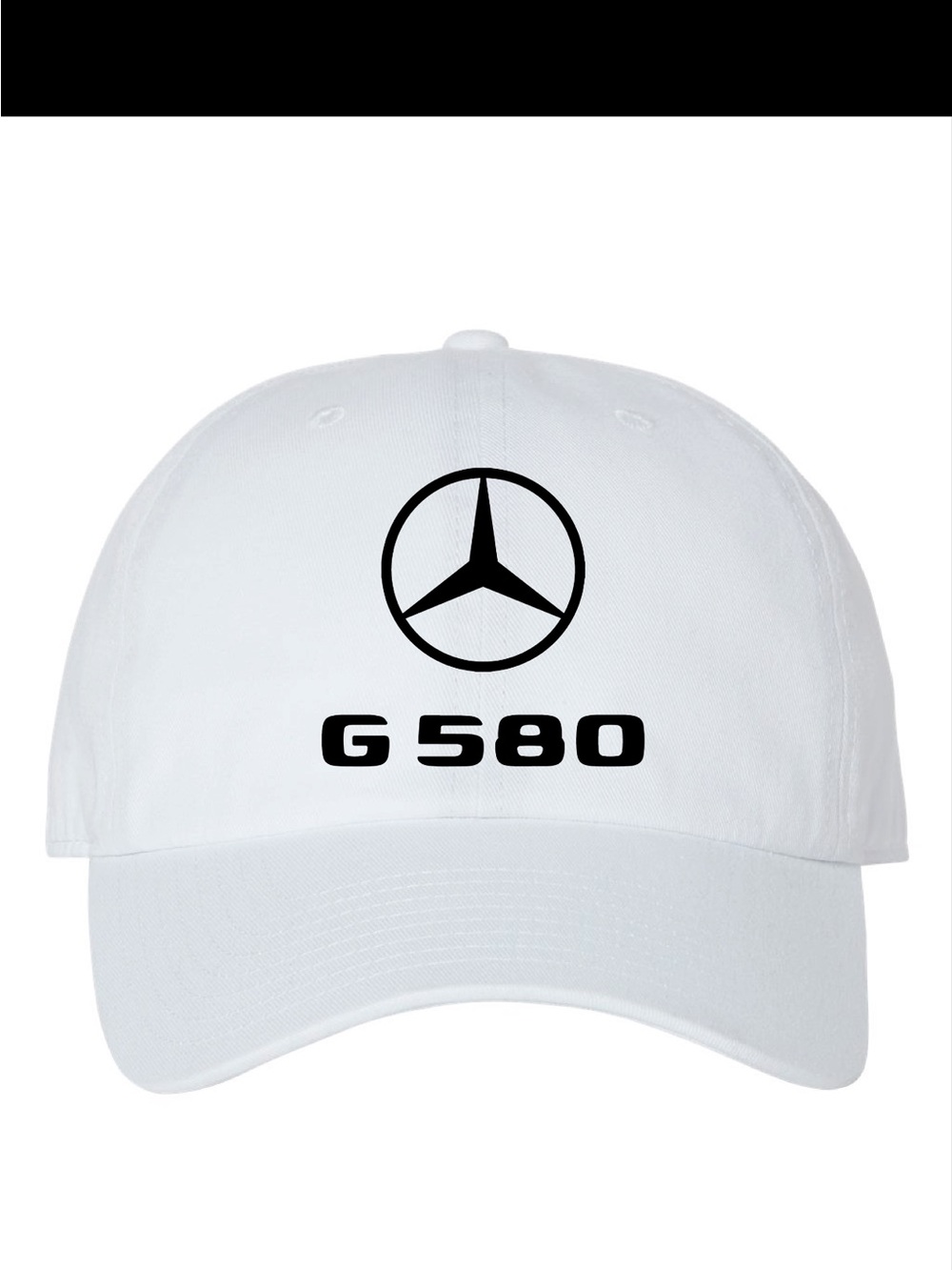 White G 580 Logo Baseball Cap with Black Emblem